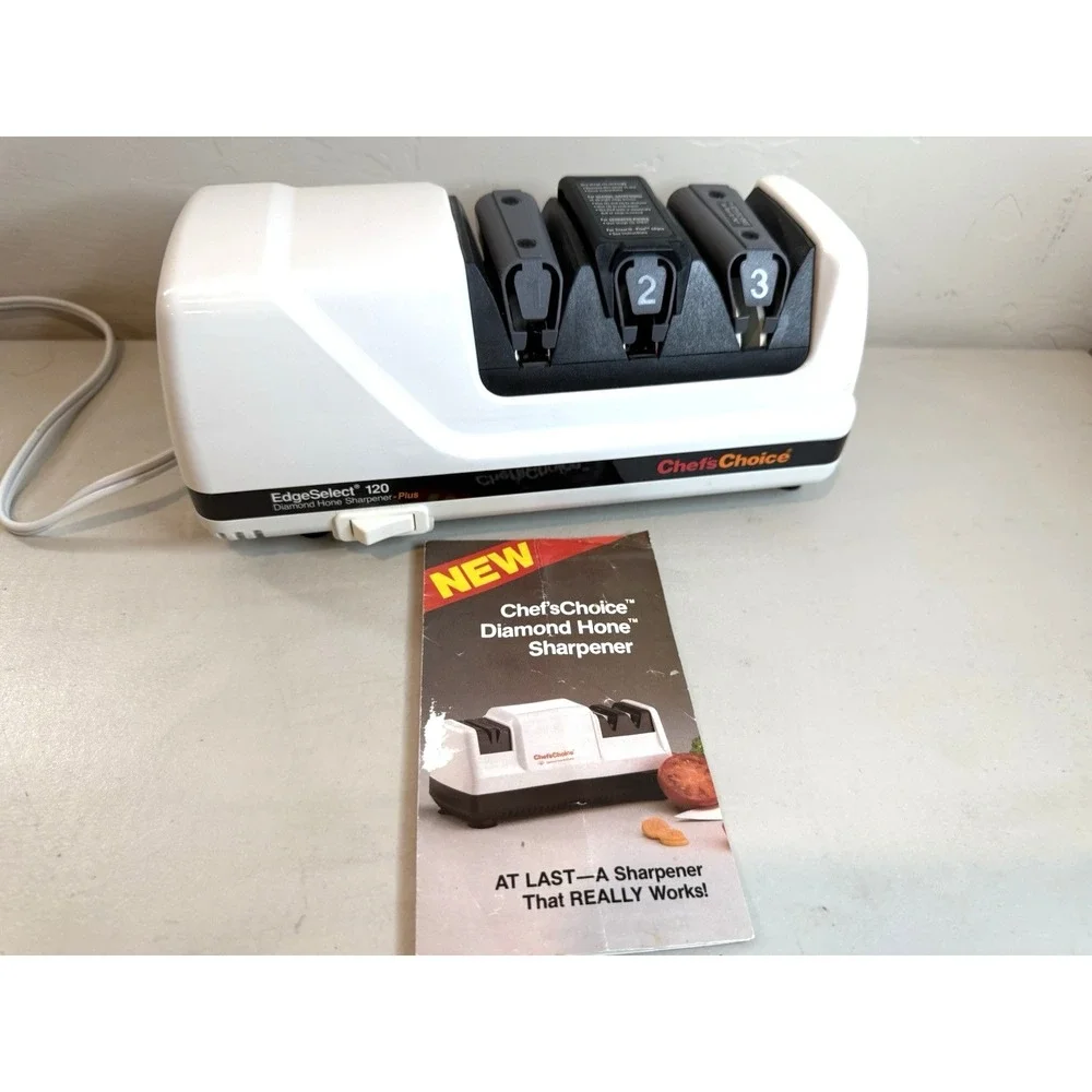 Chef's Choice 120 Electric 3-Stage Diamond Hone Knife Sharpener Label